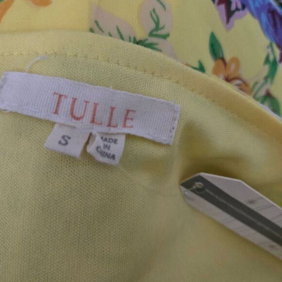 Tulle Women’s Yellow Floral Sleeveless Fit & Flare Dress Size Small Boho Sundres - Picture 7 of 9